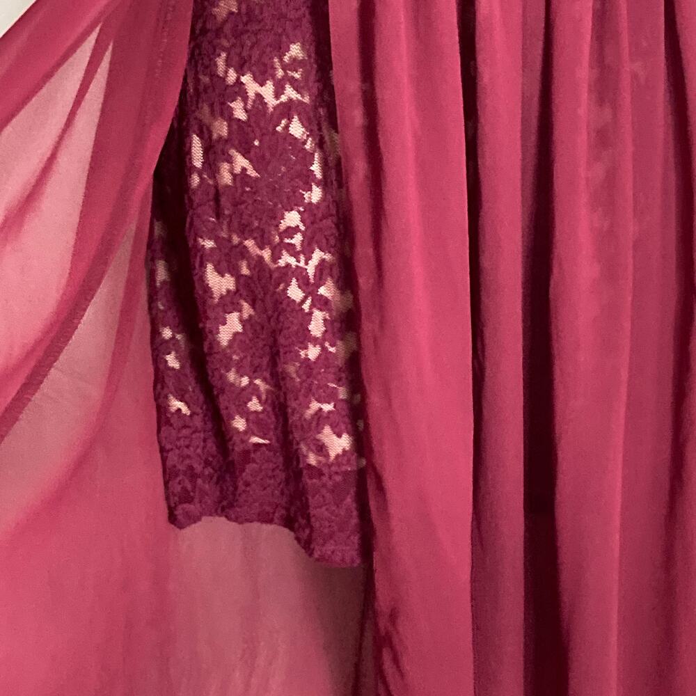 Lulu’s Make Way for Wonderful Berry Red Lace Maxi Dress Full Front Split Slit M - Picture 5 of 16